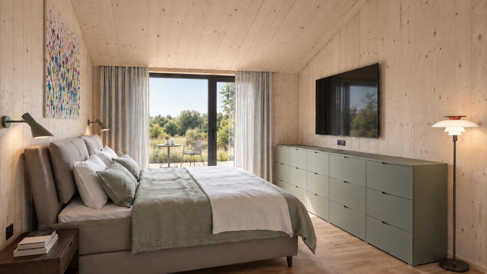 Visualisatie van een slaapkamer in Dansk Cottage