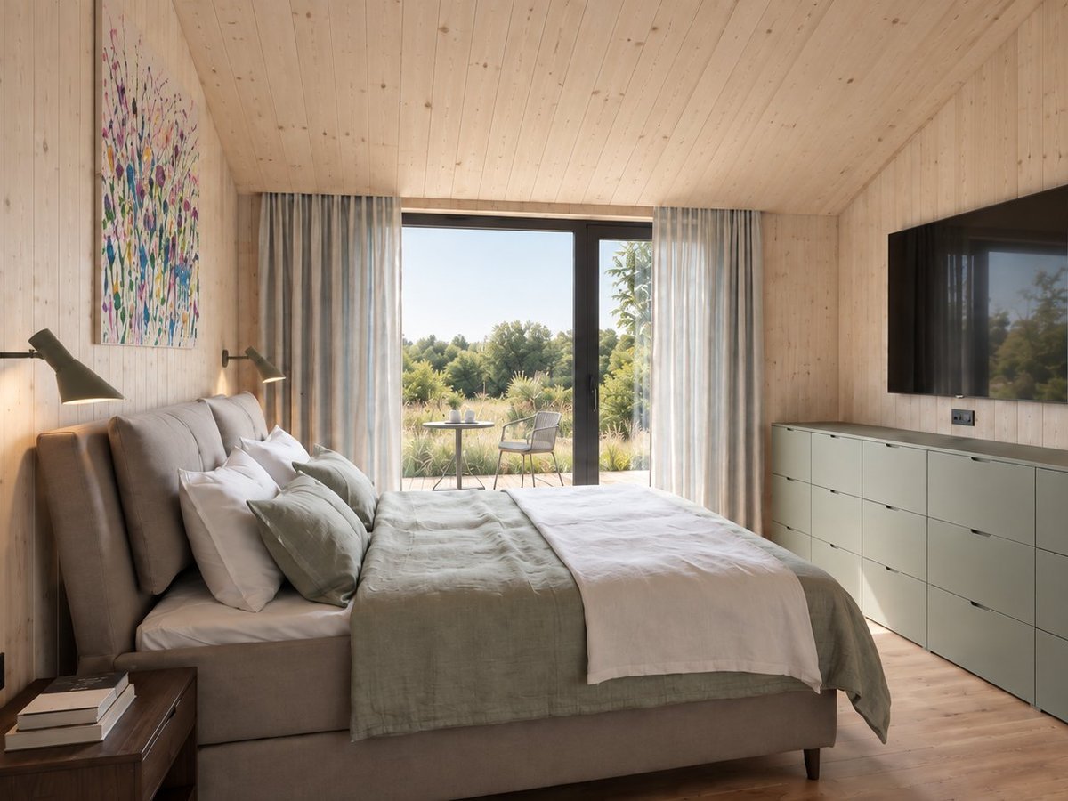 Visualisatie van een slaapkamer in Dansk Cottage