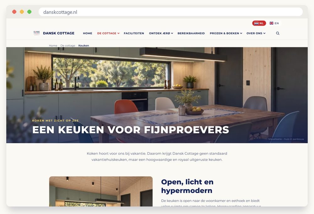 Screenshot of the website DanskCottage.nl